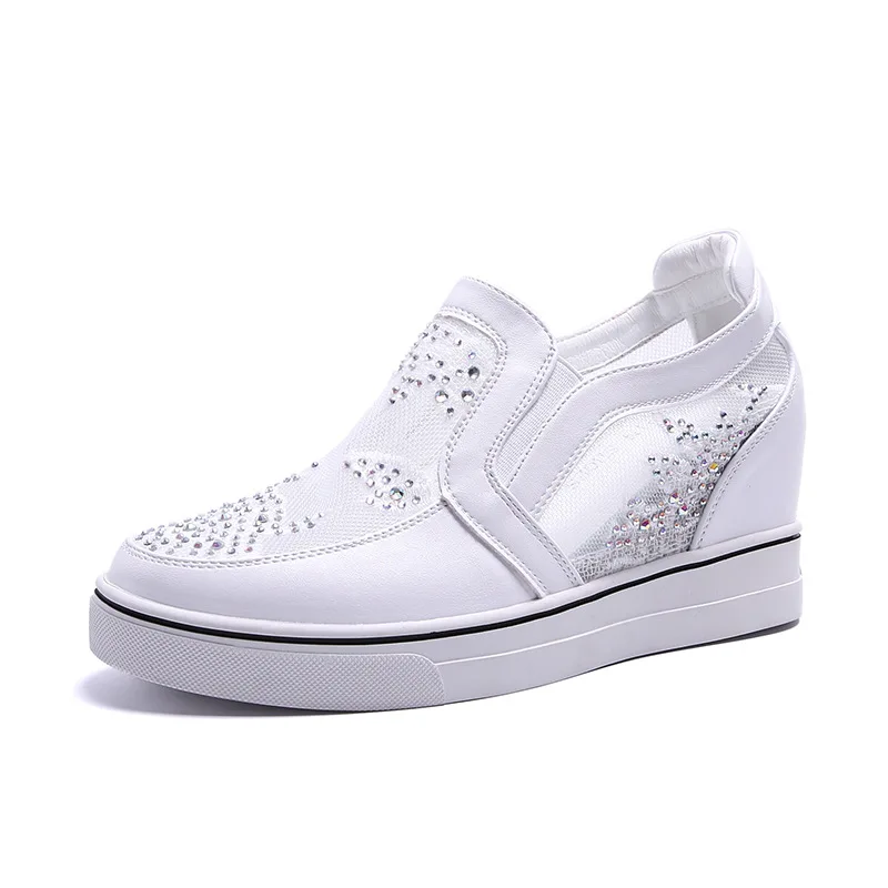 

2020 New Platform Increased Wear-Resistant Hollow Crystal Shallow Mouth Casual All-match Women's Shoes