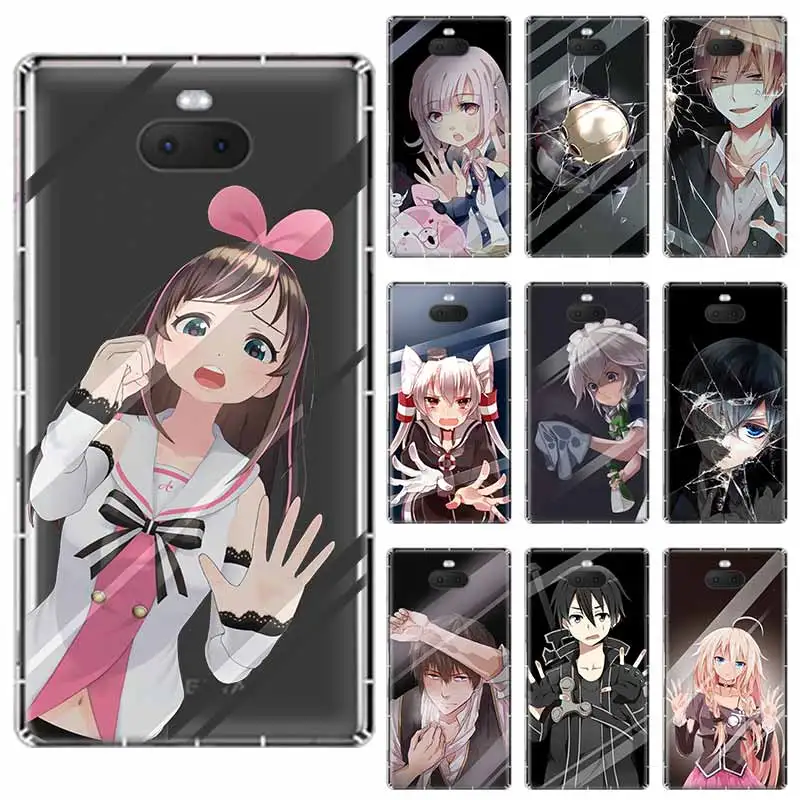 Японское аниме девушка Сенсорное стекло kawaii мягкий ТПУ чехол для Sony Xperia X XA XA1 XA2 XA3
