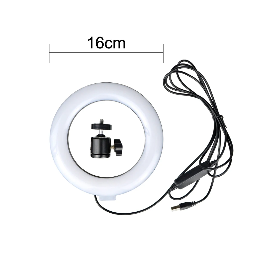 16cm 16/26 см затемнения светодиодный селфи кольцо светильник Youtobe фотографии 3200-5500k Photo Studio телефон видео USB Plug прямые трансляции, кольцевая лампа - Цвет: 16cm