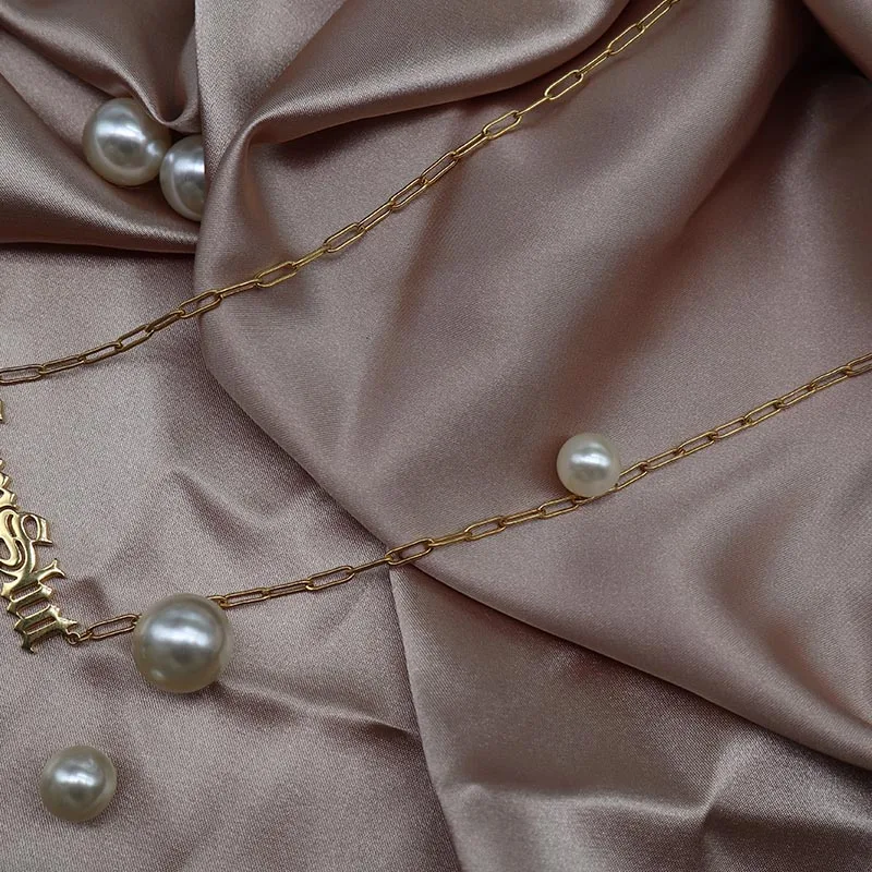 

Customized Name Necklace For Women Stainless Steel Gold Pin Chains Personalized Letter Pendent Nameplate Jewelry Choker