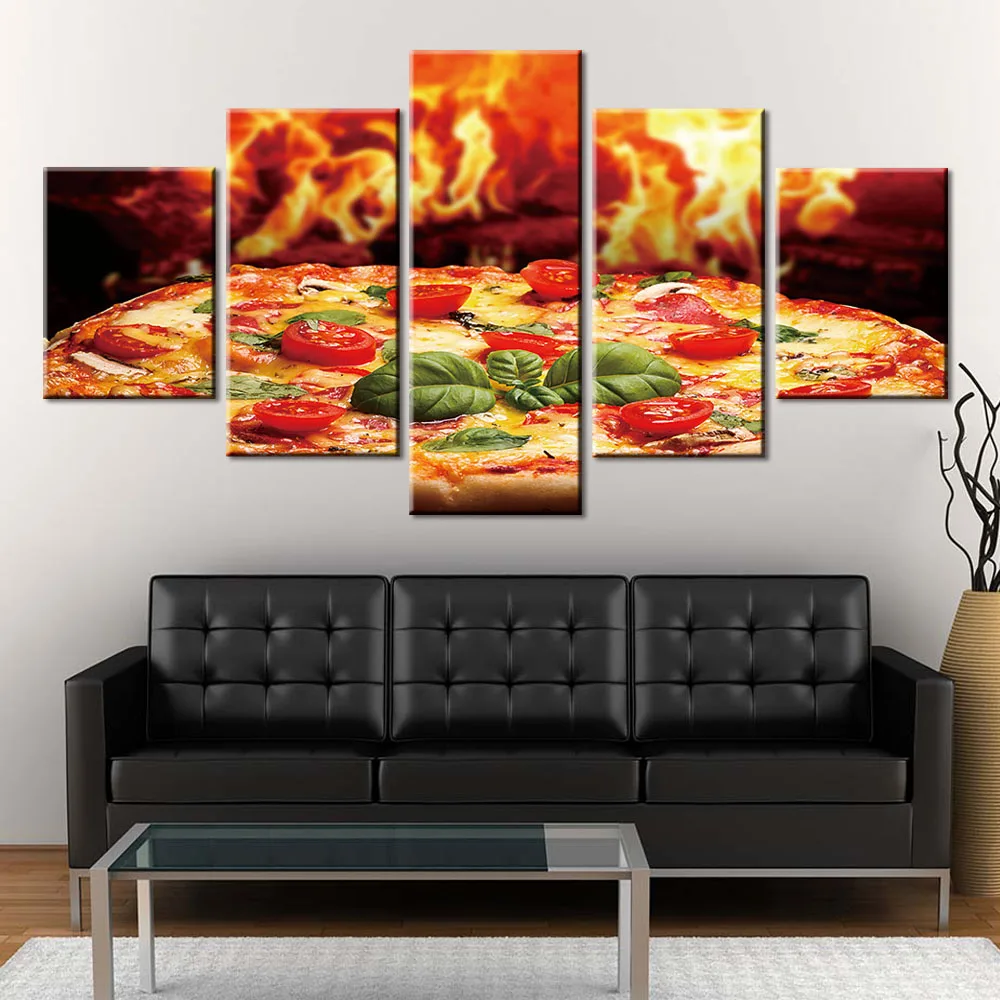 Постер холст картины модульный декор комнаты 5 шт. еда пиццы картина стены