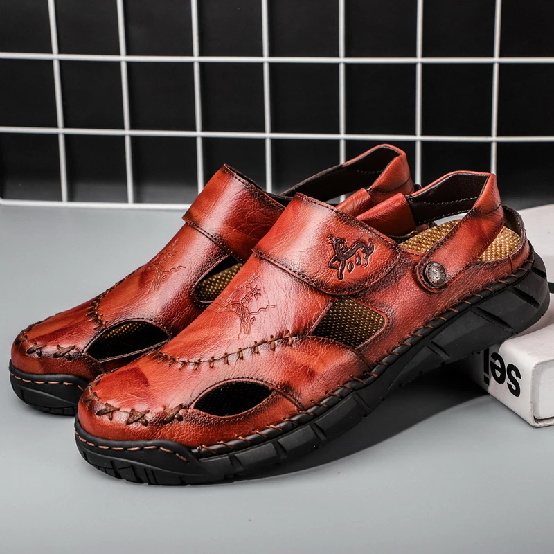 

Outdoor Sport Sneakers Beach Slippers for Men Summer Water Shoes Swimming Surfing Male Office Shoes Cowhide Mens Beach Sandals