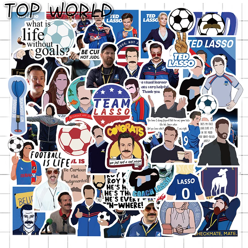 10/50Pcs/set Cartoon Ted Lasso TV Show Mixed Graffiti Stickers For Luggage Diy Case Skateboard Decals Laptop Helmet Guitar