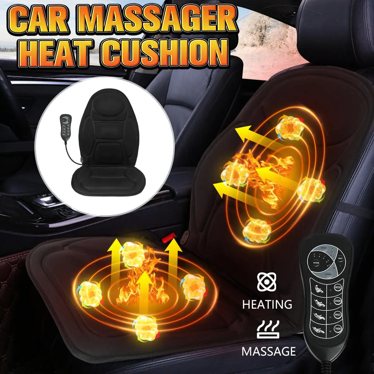 

12V Heated Car Seat Cushion Cover Seat Universal Seat Heater Body Massage Mat US/EU/UK Warmer Winter Household Car Home Cushion