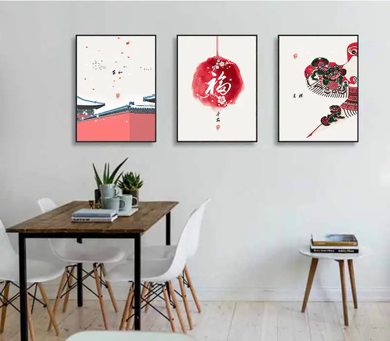 Traditional Chinese style Building Window Wall Art Posters Prints Canvas Painting Pictures for Living Room Home Décor | Дом и сад
