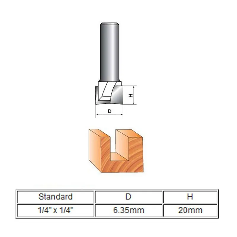 

1/4-Inch Shank 1/4-Inch Cutting Dia Double Flute Carbide Tipped Cleaning Bottom Router Bit Cutter