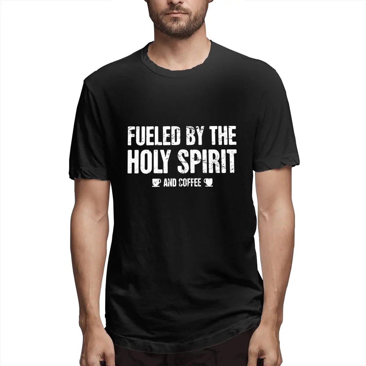 Мужские футболки с надписью Fueled By The Holy Spirit And Coffee Pasta забавная футболка коротким