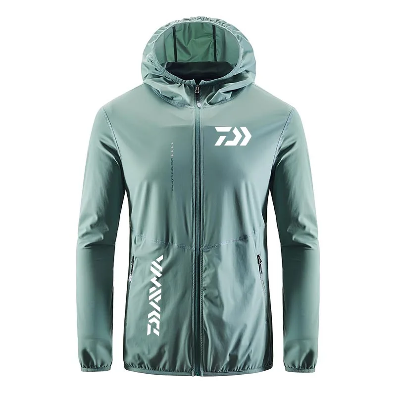 

Summer Ice Silk Mens Fishing Jacket Plus Size Protection Uv Breathable Outdoor Sports Hooded Coat Windbreaker Fishing Jerseys