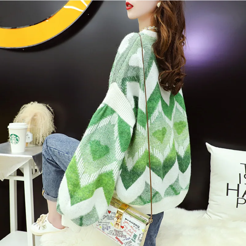 

#6391 Gradient Color Knitted Pullover Women Loose Korean Style Women Sweaters And Pullovers Cotton Casual Sweaters Ladies Cute