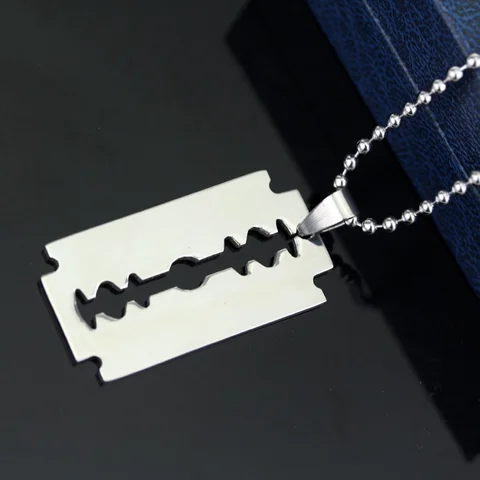 Модные серебряные бритвенные лезвия из нержавеющей стали, подвесные ожерелья, ювелирные изделия, ожерелье в форме бритвы