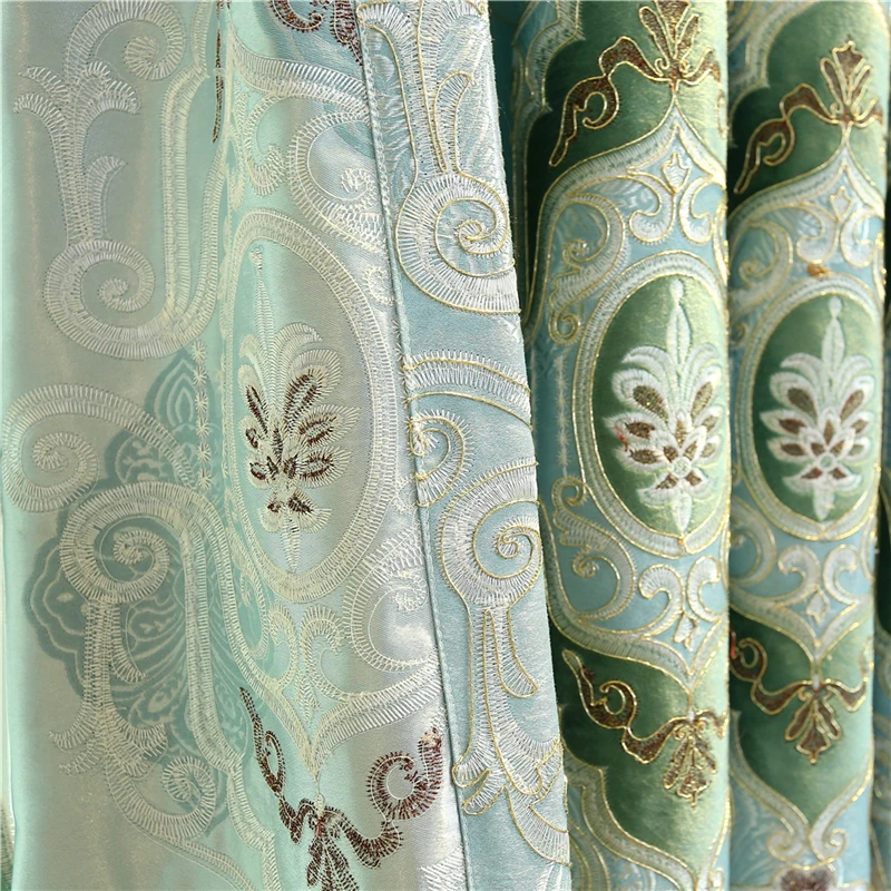 Modern classic luxury jacquard rural green Blackout curtains for Living Room high quality villa custom Bedroom | Дом и сад