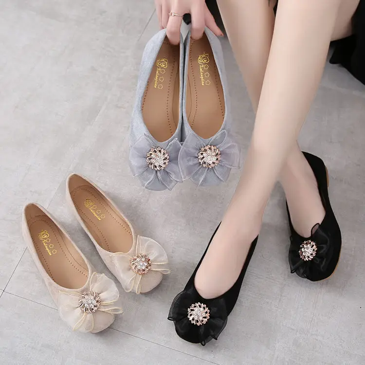 

Sweet Bow Women Shoes Flat Slip On Loafers Fashion Moccasins Ballerina Shoes Lady Single Shoe Spring Autumn Suede Zapatos Mujer