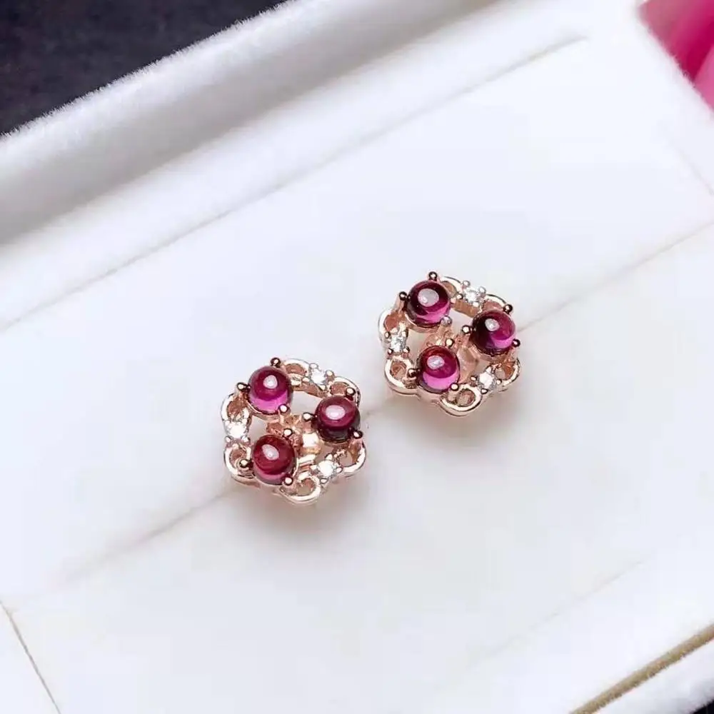 

Серьги женские Meibapj FS, из натурального граната, S925