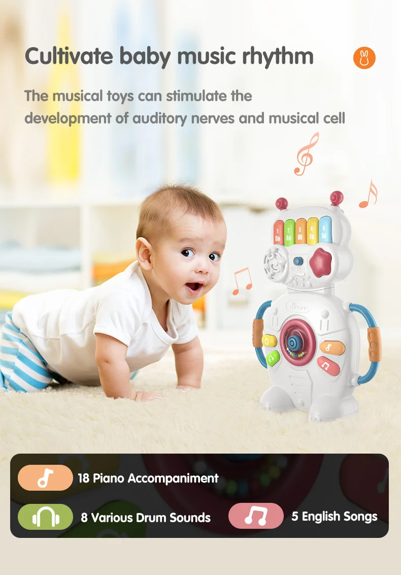 Tumama музыкальные игрушки несколько режимов работы робот пианино с музыкальным светильник детские игрушки есть бб звук Развивающие игрушки для детей