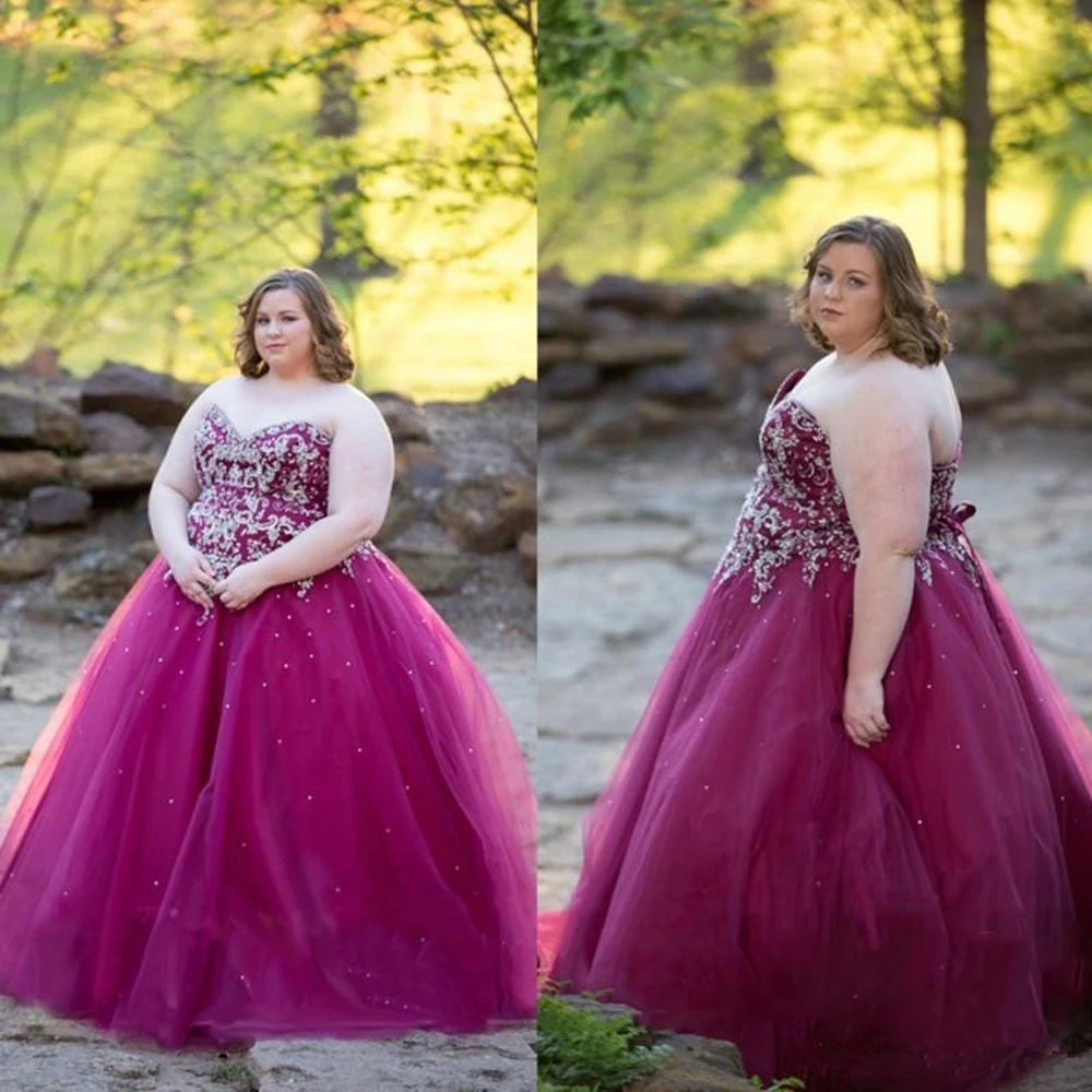 Grape Purple Plus Size Prom Dresses Strapless Crystals Beaded Appliques A Line Long Classic Evening Party Gowns Customize | Свадьбы и