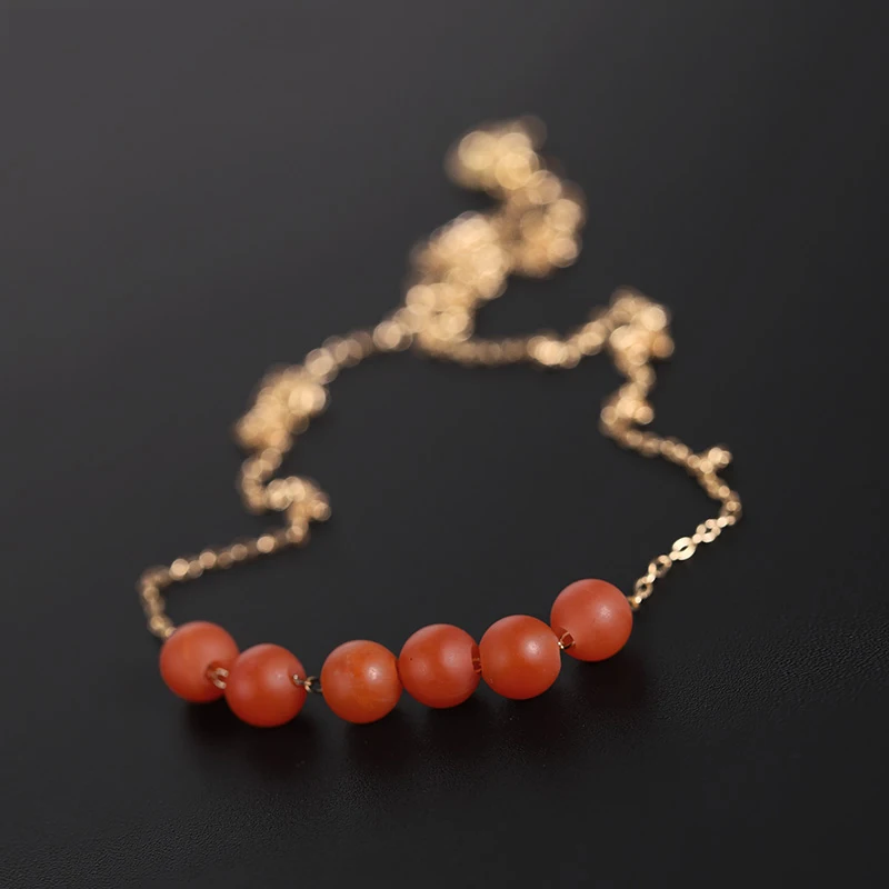 

DMBS190 Baoshan South Red Agate Pendant Female Heaven Genuine 14K Gold Injection Persimmon Red Necklace