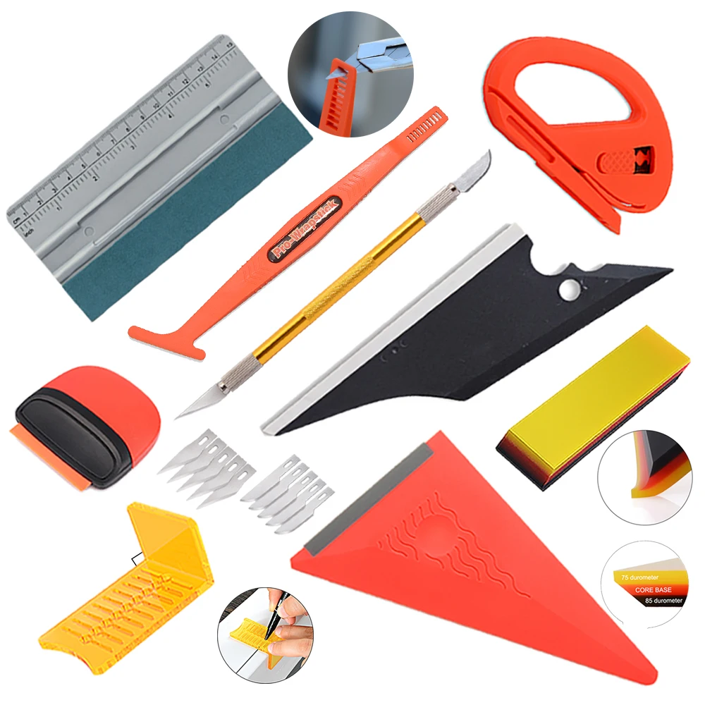 

EHDIS Carbon Fiber Vinyl Squeegee Tools Kit Window Tinting Film Install Soft Rubber Scraper Sticker Decals Cutter Knife Car Wrap