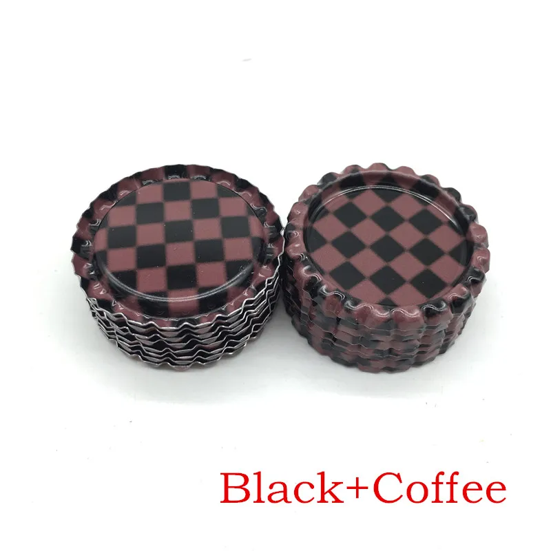 Black coffee Новое поступление, 24 цвета, с обеих сторон, металлические фланцевые крышки для бутылок без отверстий, плоские крышки для бутылок для ожерелья, украшения для волос - Цвет: Black coffee