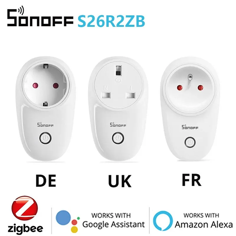 

SONOFF S26 R2 16A ZigBee Smart Socket EU Plug Hub Support Smart Scene Voice Control Time Scheduled Via EWeLink Alexa Google Home