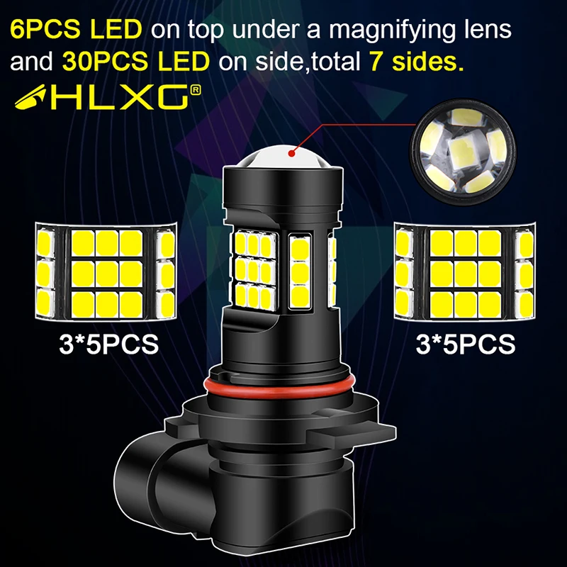 hlxg Fog Lights H8 H11 9005 HB3 9006 HB4 LED Car Light Bulb Foglamps Auto Leds Lamp DRL Driving Yellow White 12v | Автомобили и