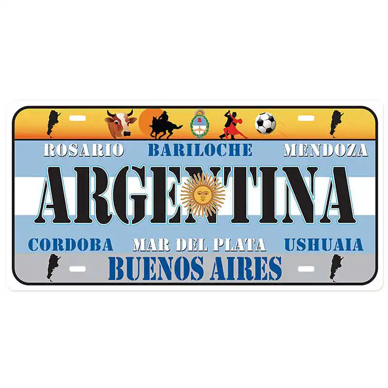 Argentina Национальный стиль оловянный знак декоративный номерной знак табличка металлическая винтажная настенная табличка домашний бар Декор железная живопись металлический плакат - Цвет: Argentina