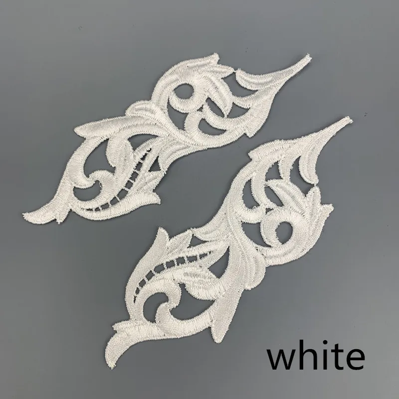 off white 2 пары Venise флуоресцентные желтые оранжевые цветы кружевная отделка танго танец балетные костюмы платье Декор шитье аппликация ремесла DA001 - Цвет: off white