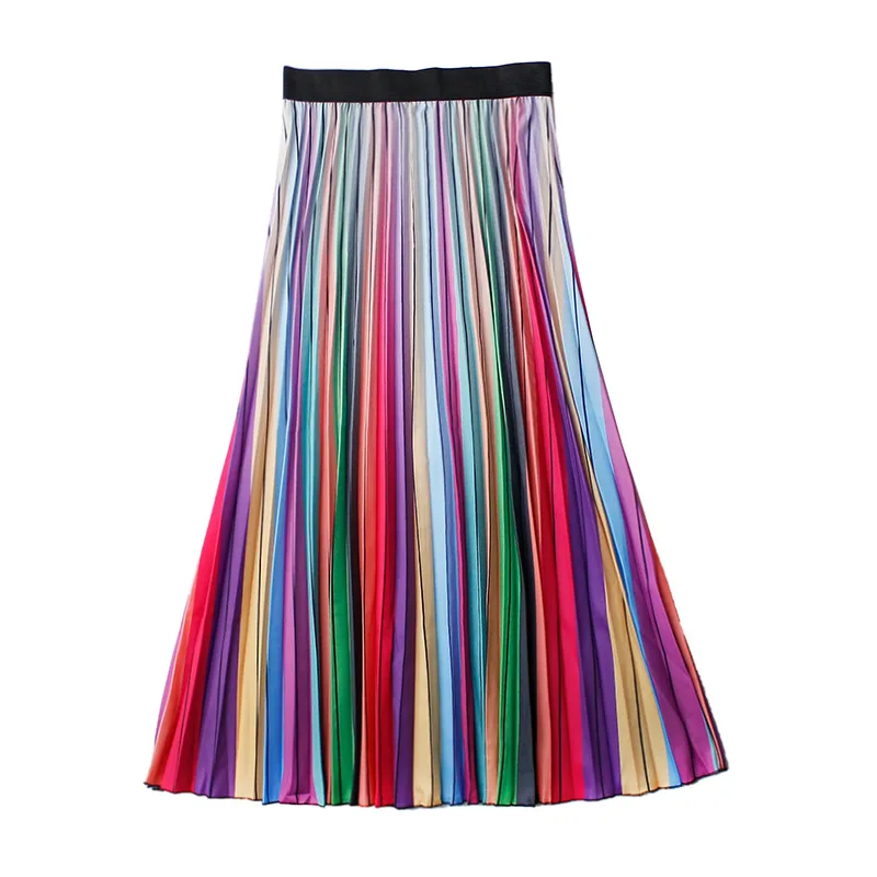 Шифоновая юбка с цветочным принтом плиссированные юбки средней длины эластичной