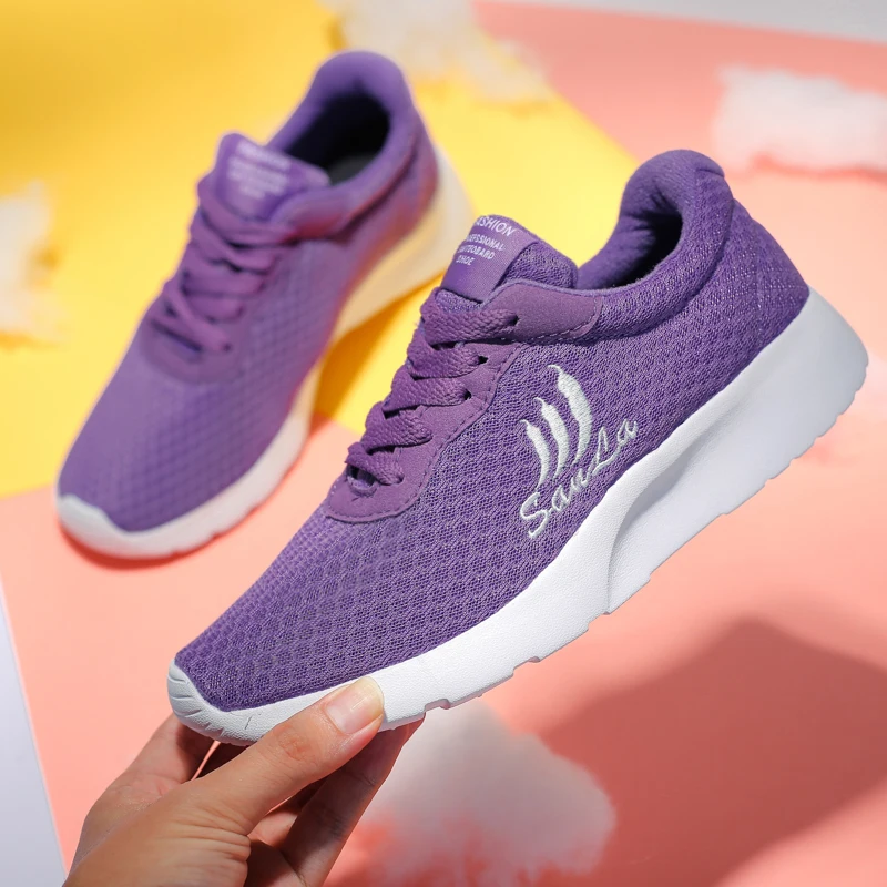 Women shoes fashion lace up walking flat white sneakers women breathable mesh vulcanize Flat outdoors | Спорт и развлечения