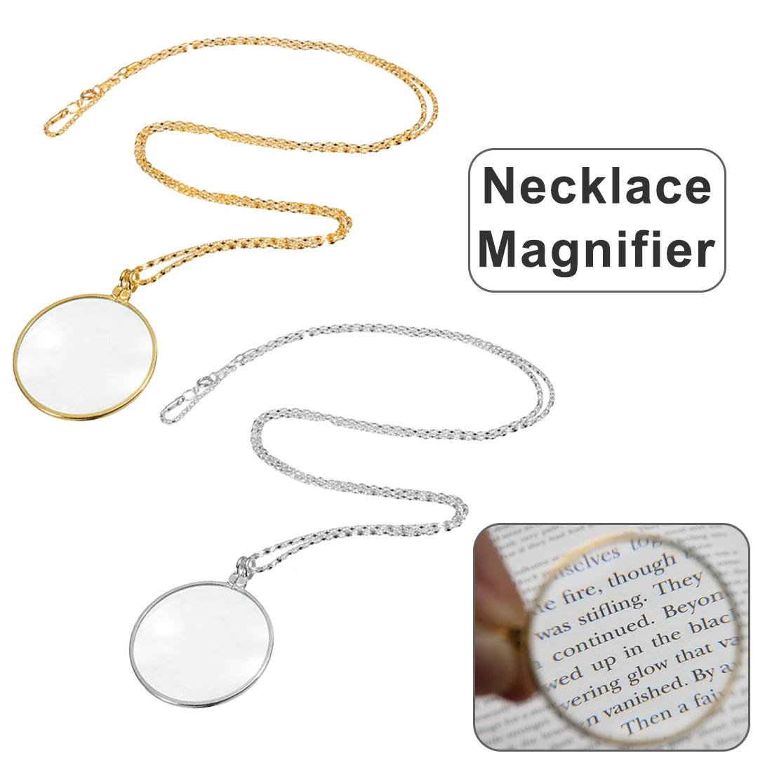 5X 42mm Necklace Magnifier Hanging Loupe Utility Monocle Lens Coin Magnifying Glass Pendant 450mm Chain Zooming Increase Vision |