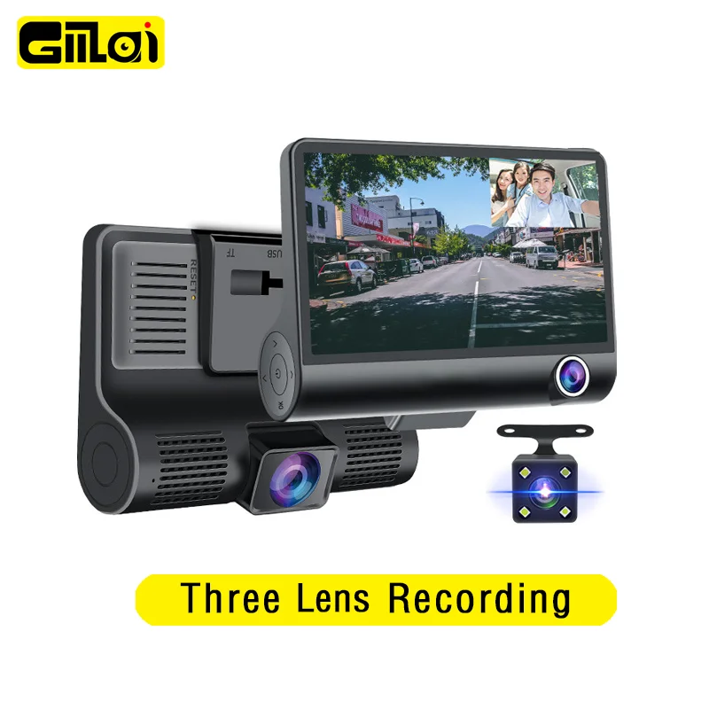 

Gmai Dvr 3 Lens Car Cameras 4.0 Inch Dash Camera Dual Lens Video Recorder Rear View Auto Registrator With Paking Mode G-Sensor