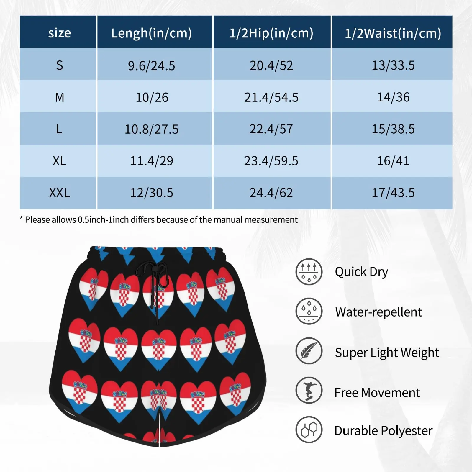

Love My Croatian Hearts Flag Swim Shorts Women Beach Shorts Love My Croatian Hearts Flag Hearts Croatian Croatia