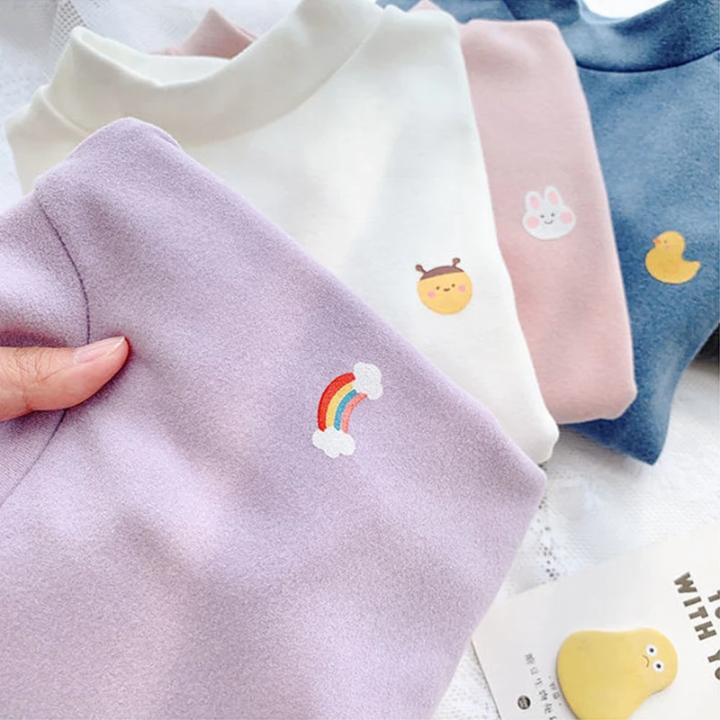 

Girl Children'S Clothing Autumn Winter 2020 Girls Pure Cotton Long-Sleeve T-Shirt Solid Kid Bottoming Shirt Baby Clothes P2 031