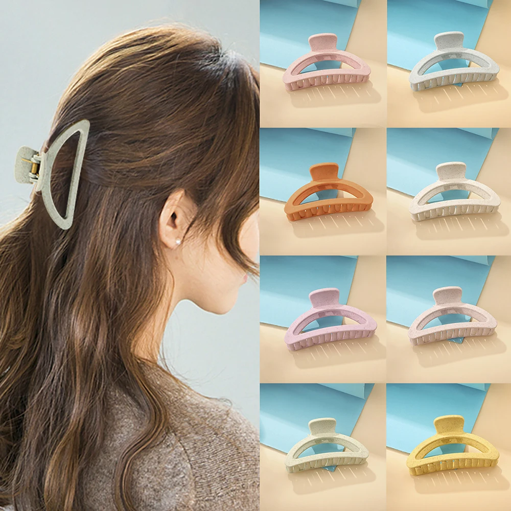 

Модные простые милые заколки для волос для девочек Однотонные дуговые полые заколки для волос заколки для конского хвоста крабы для женщин ...