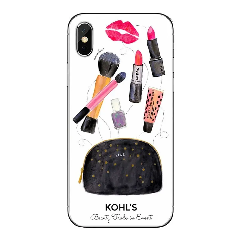 For iPod Touch Apple iPhone 11 Pro 4 4S 5 5S SE 5C 6 6S 7 8 X XR XS Plus Max TPU Skin Case Tools Lipstick Beauty Girl Makeup Set |