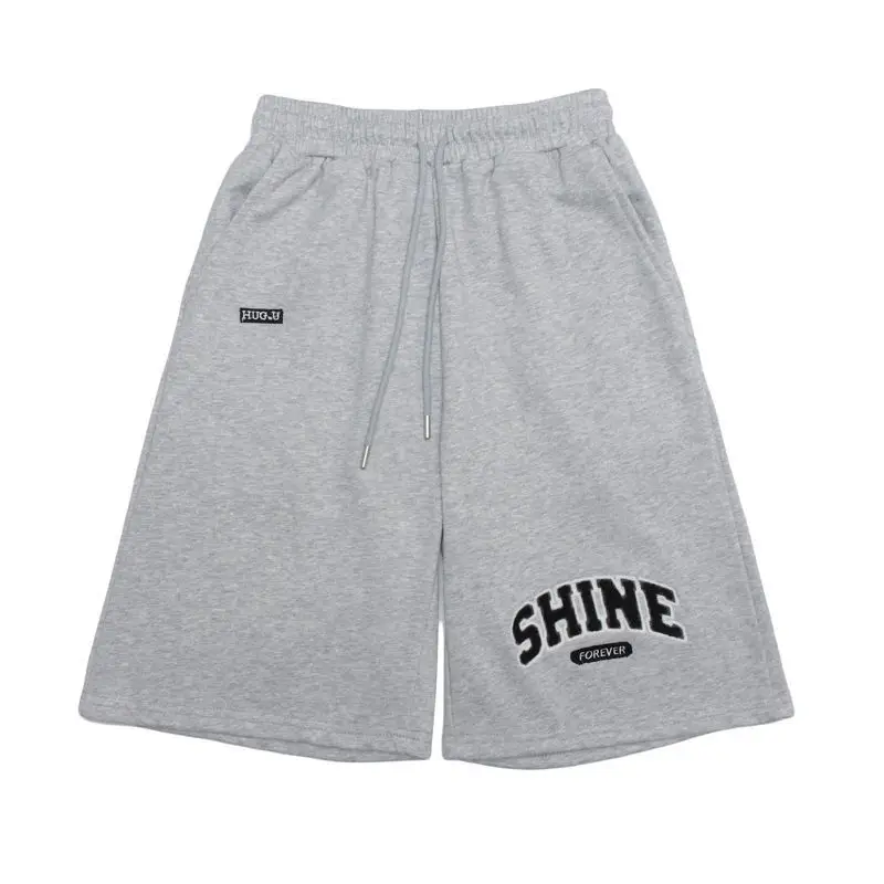 

Goth Punk Fashion Teens Letter Embroidery Shorts Cotton Sweatpants Loose Drawstring Elastic Waisted Wide Leg Pants Summer Casual