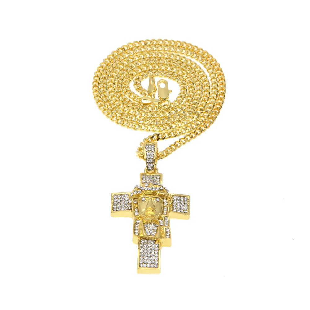 

Cross Face Necklace Pendant in Crystal Hip Hop Man