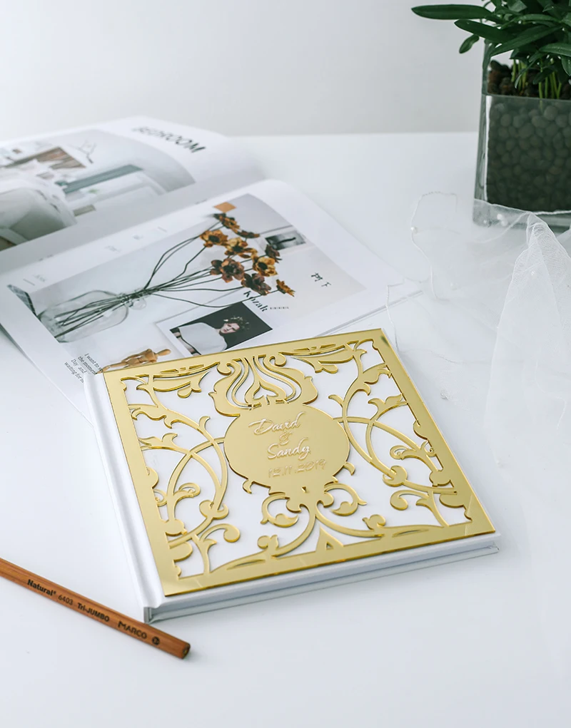 Индивидуальная Золотая Серебряная Свадебная фотокнига для гостей на свадьбу А4