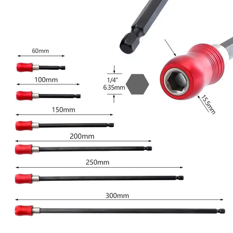 

60-300mm Magnetic Bit Holder Quick Release Screwdriver Bits 1/4in Hex Shank for Screw Bit
