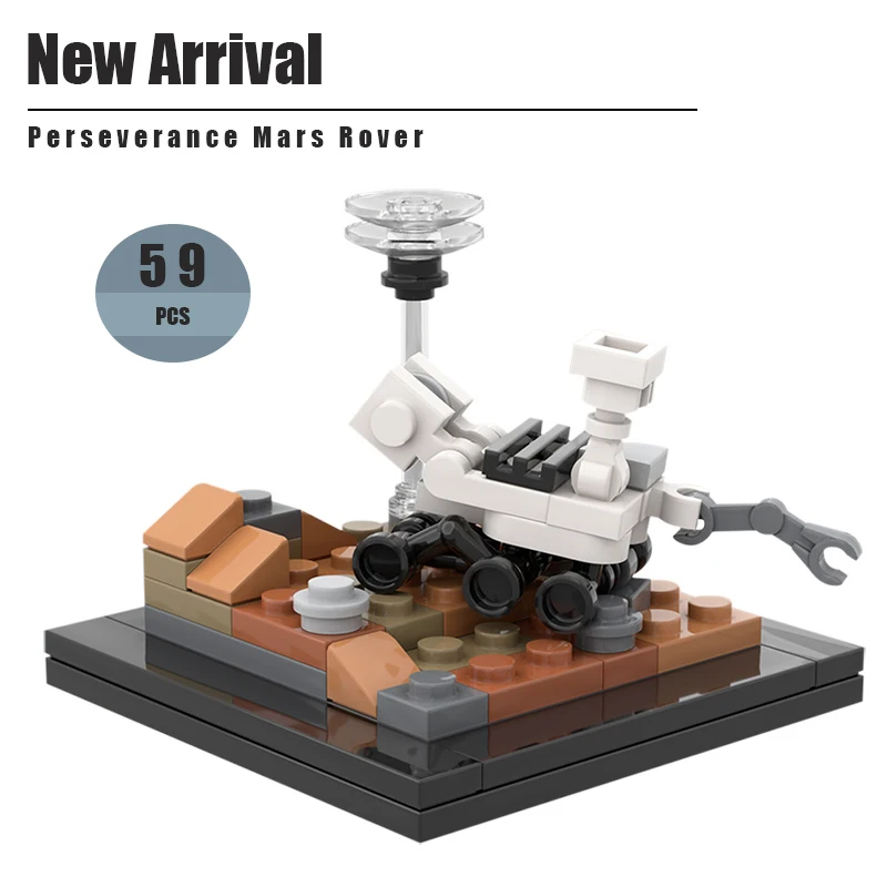 

MOC Mini Perseverance Mars Rover Mini Scene Rover Spaceship Modular Wit Helicopter Building Block Model Children Toys DIY Gifts