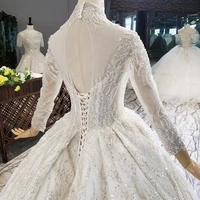 HTL1619 34 Sleeves Embellished With Bead Sequins Jewel Neckline Wedding Dress 2020 Big Train High-Neck