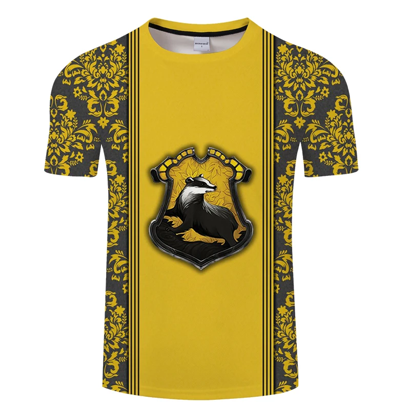 Горячая Распродажа 3D магический школьный дизайн мужская футболка Hufflepuff с