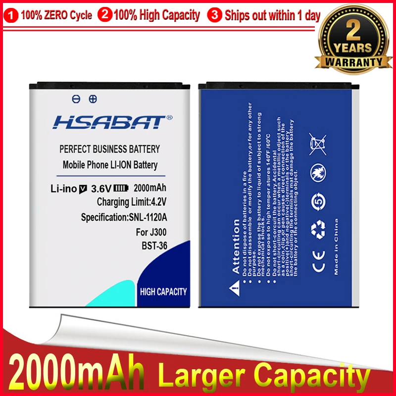 Аккумулятор HSABAT 2000 мАч для Sony Ericsson J300 K510i Z550a K310 J300C X0001 Z550C K320 K310i W200 Z550i Z558 k310c k510c BST