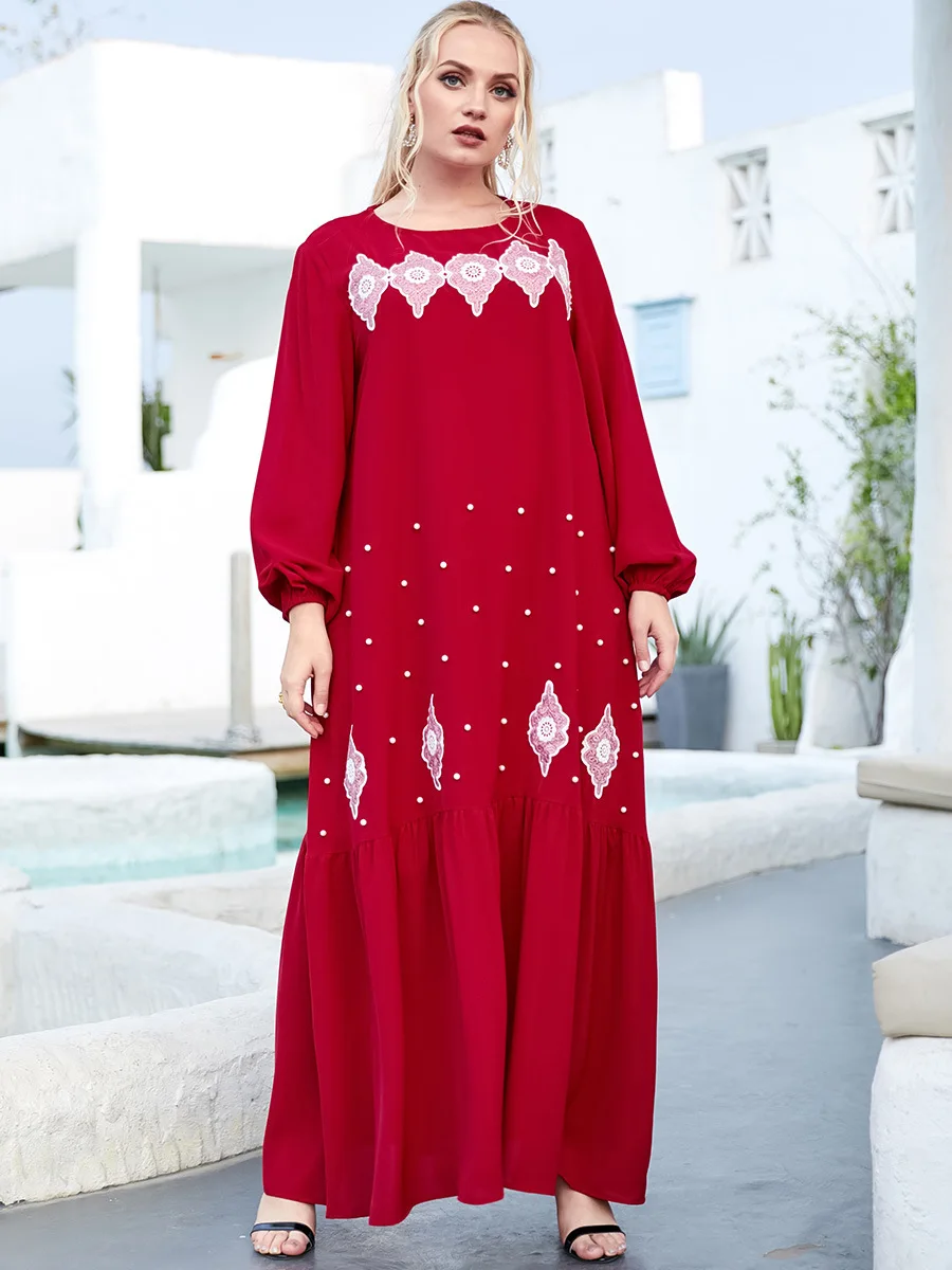 

Eid Mubarak Abaya Dress Dubai Muslim Women Embroidery Hijab Dresses Turkey Islamic Clothing Caftan Marocain Vestido Musulmane