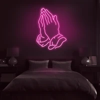 ohaneonk praying hands led neon sign light letter name logo personalized neon sign custom for party wedding home decorative