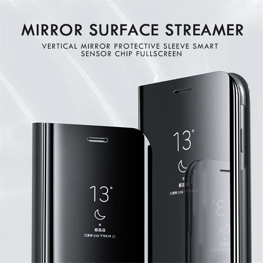 Зеркальный умный флип чехол для Samsung Galaxy A6 A7 A8 A9 2018 J4 J6 S8 S9 Plus J8 A20 30 J2 Core J5 J7 Neo 2017 S7