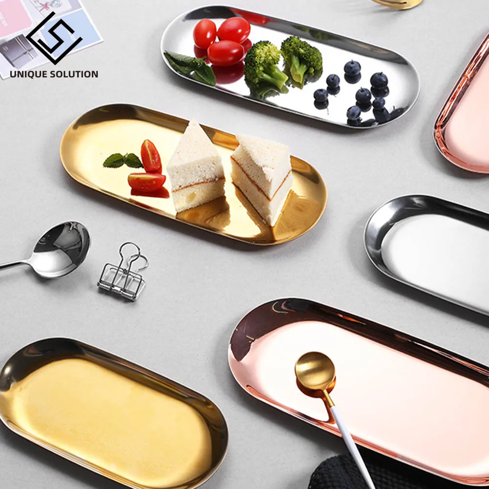 Новый красочный металлический лоток для хранения Золотая овальная точечная