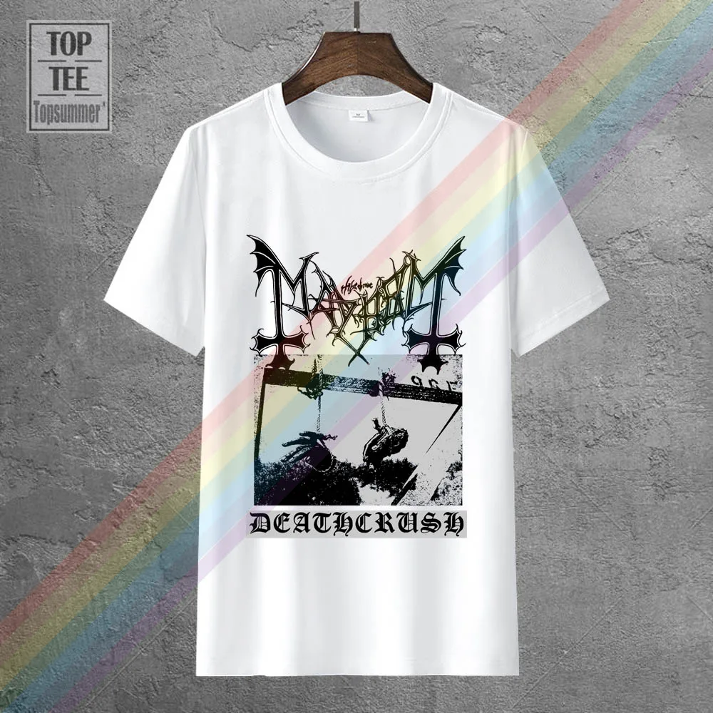

T Shirt Mayhem Deathcrush Red New Different Size Silkscreen Printing 2018 Short Sleeve Cotton T Shirts Man Clothing