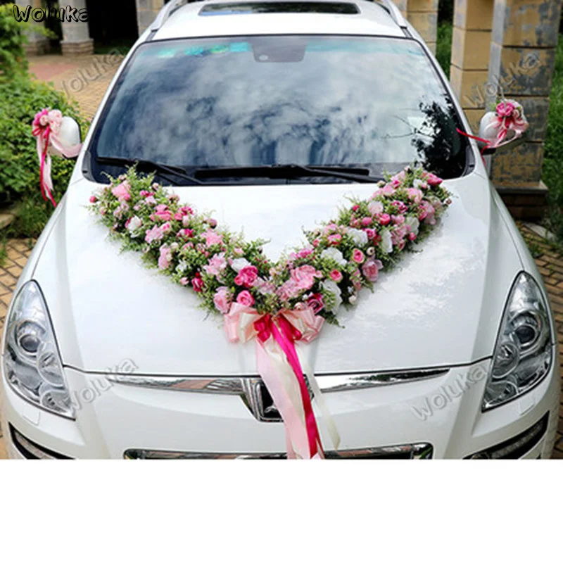 Украшение для автомобиля узел свадьбы Большой V-образный искусственный цветок