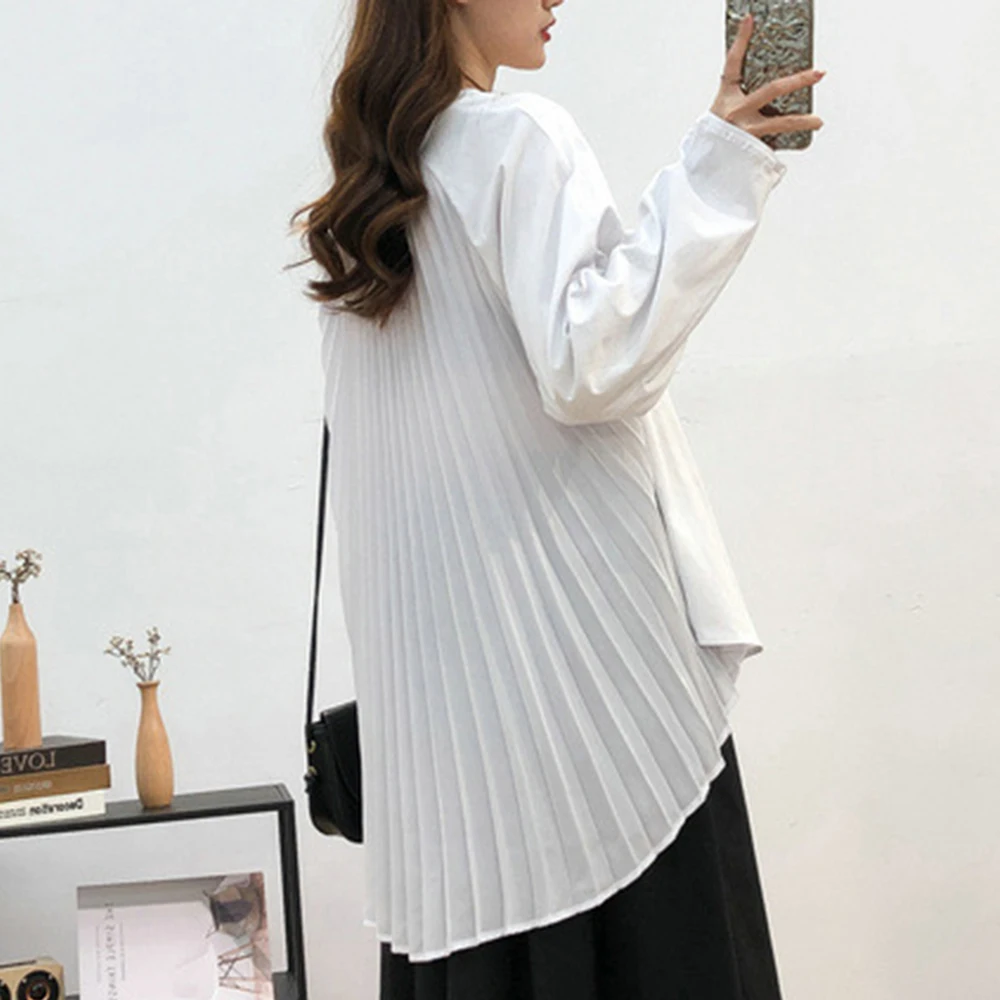 

Back Pleated Chiffon Patchwork O Neck Short-sleeved T-shirt Women's 2021 Summer All-match Loose Slim Top Bottoming Shirt