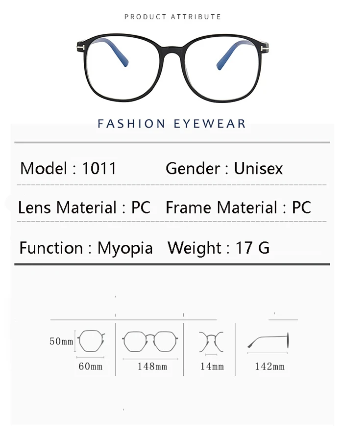 Retro Round Eye Glasses Men Women Ultra Light Myopia Eyeglasses Myopia Glasses Finished-1-1.5-2-2.5-3-3.5-4-4.5-5-6.0